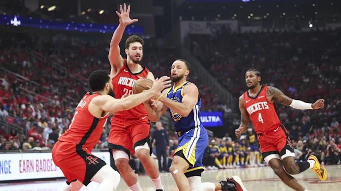 5月3日NBA季后赛勇士主场迎火箭G6战，火箭命运悬于杰伦格林
