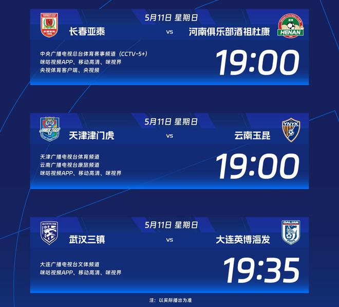 5 月 9 日至 11 日中超第 12 轮 8 场对决，青岛两队赴沪受检