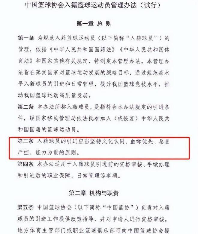 4月30日篮协发布外籍球员归化通告，CBA联赛格局或改写引各方反应