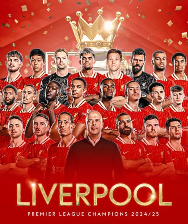 英超第34轮利物浦主场大战热刺，5-1狂胜提前4轮夺冠
